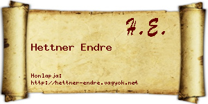 Hettner Endre névjegykártya